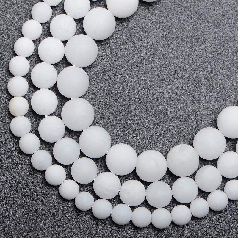 LPBeads 10 مللي متر الطبيعية ماتي الأبيض المرمر الأحجار الكريمة المستديرة متجمد 80 قطعة الخرز فضفاض لصنع المجوهرات سوار مع تمتد الديكور الحبل LPBeads - Image 4